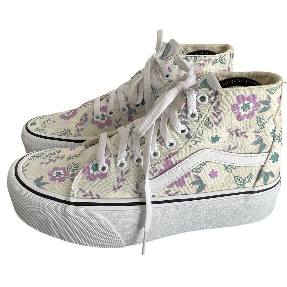 Vans Sk8-Hi Platform Floral Light Green Sneakers Womens 9 Mens 7.5 721356 - Picture 2 of 14